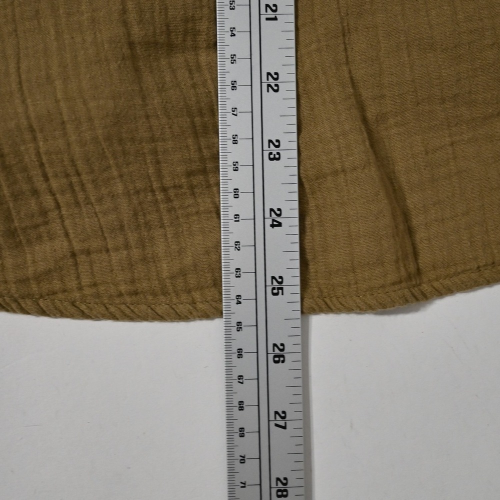 Quince 100% Organic Cotton Gauze Roll Sleeve Shirt Medium Olive Green Minimalist - Picture 6 of 6